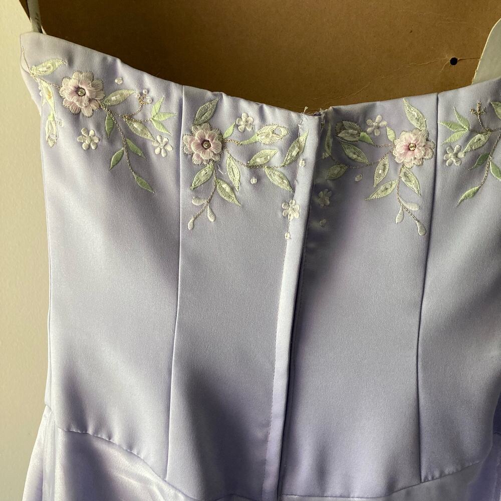 Alfred Angelo Vintage Lilac Blue Floral Sleeveless Princess Prom Dress size 10 - Picture 7 of 10
